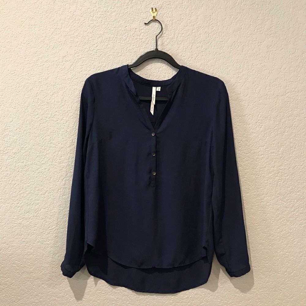 Semi Sheer Navy Loose Top